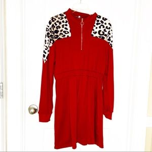 Color block zip up dress